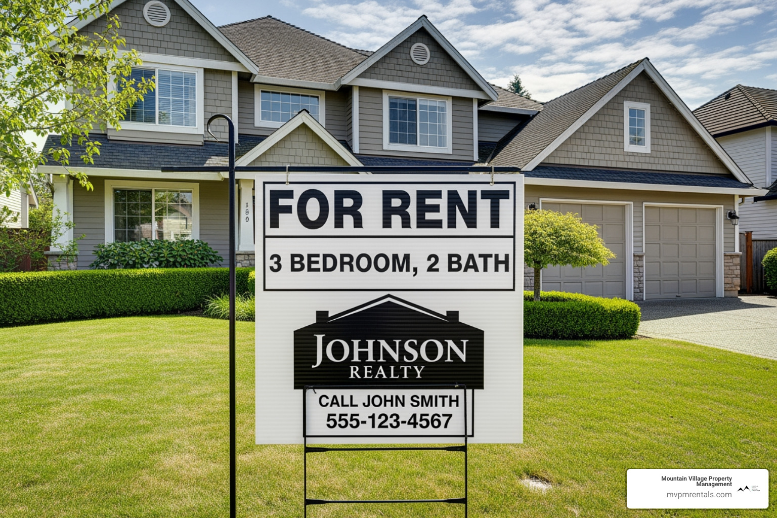 For Rent sign in front of a house with an agent's name on it - real estate agents and managers rentals