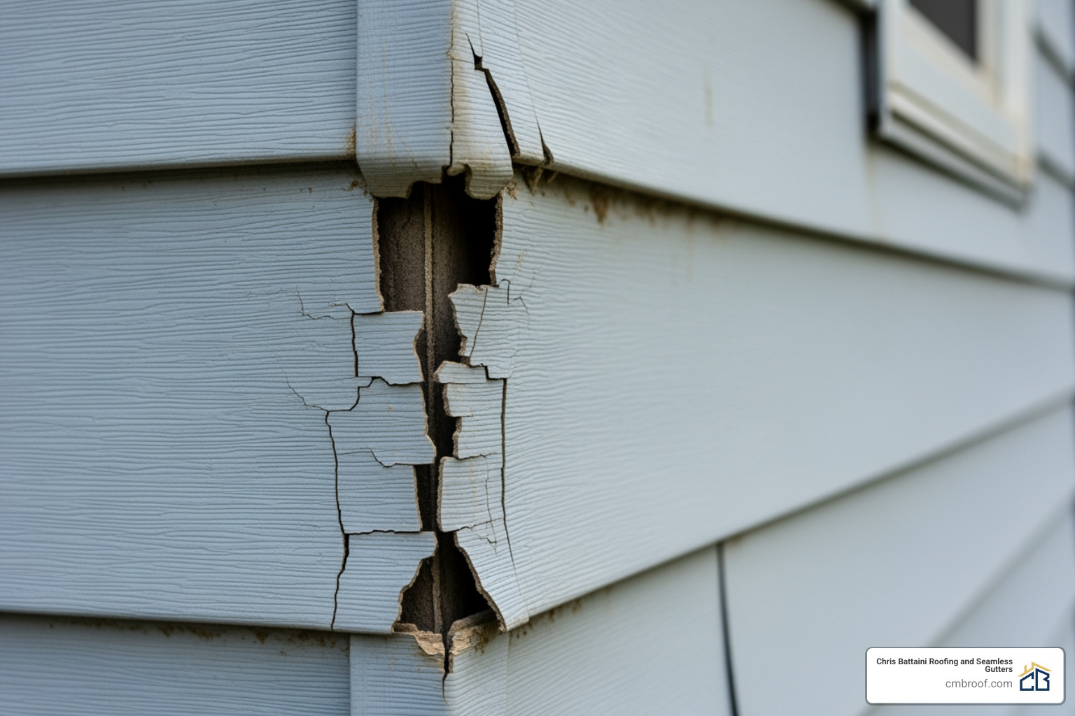 cracked and warped siding panel - gutters and siding near me
