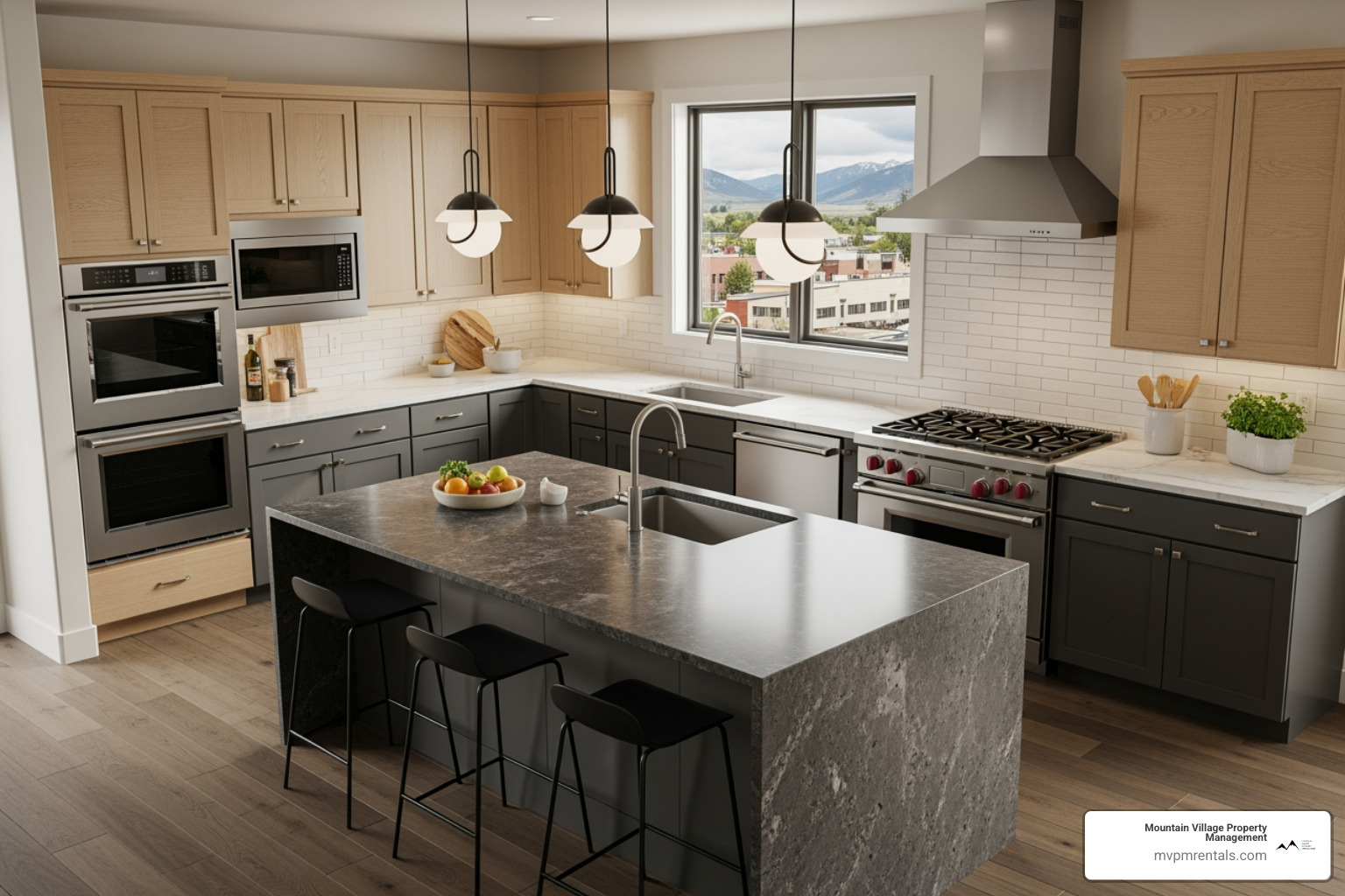 modern apartment kitchen in Bozeman - bozeman rental properties