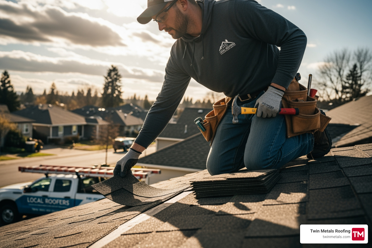 Detailed roofing contract with highlighted sections - find local roofer