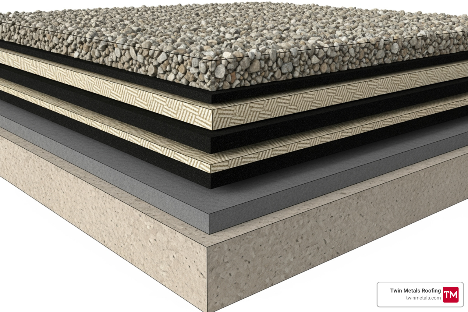 Layers of a hot tar roof - hot tar roofing