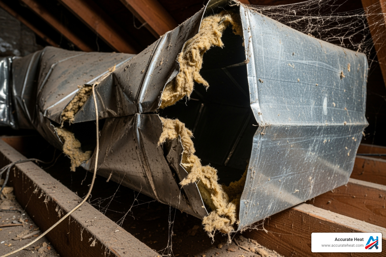 visibly damaged or crushed air duct - air ducts replacement cost