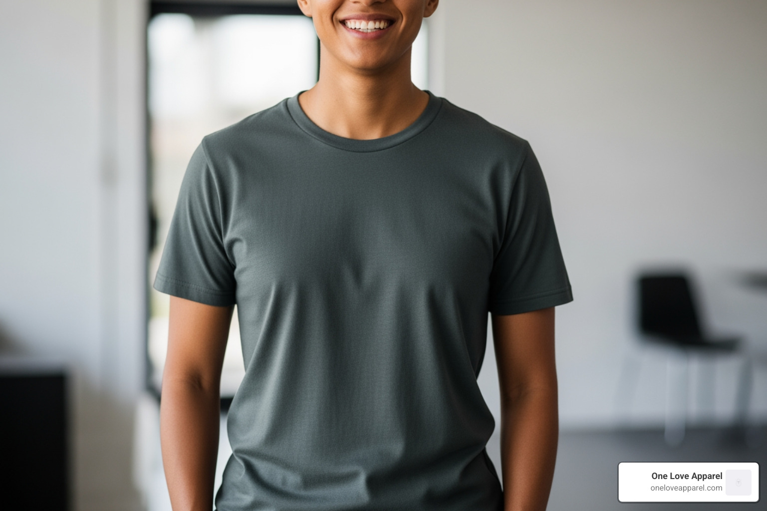 person in perfectly fitting t-shirt - what is preshrunk cotton