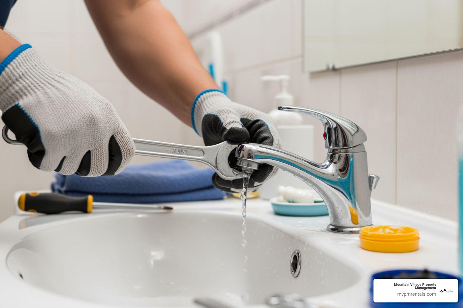 maintenance professional performing a repair - property management services