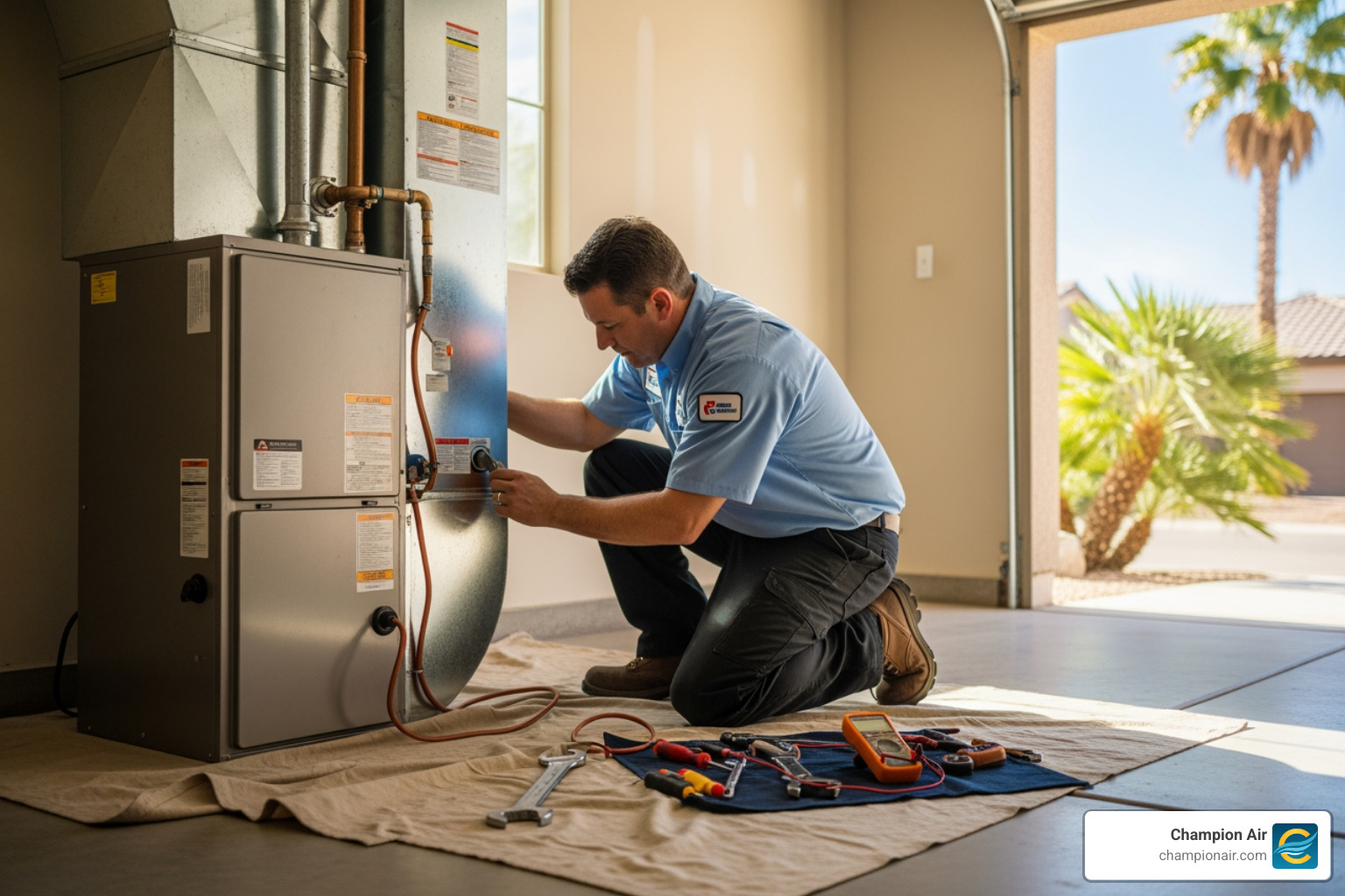 Infographic explaining the key benefits of a new, high-efficiency furnace - furnace installation in chandler, az