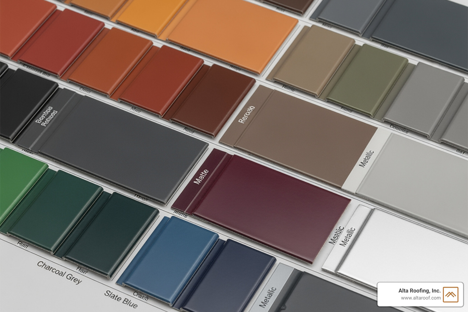 Color swatch palette for metal roofing panels - metal roof installation Colorado Springs