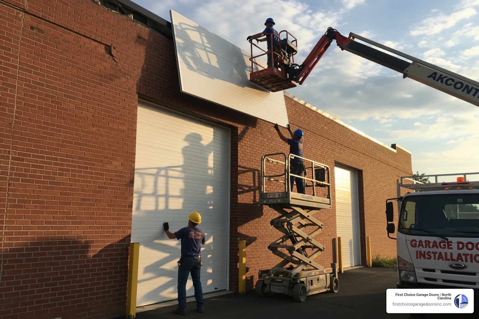 Infographic showing the key benefits of commercial garage door installation: enhanced security with impact-resistant materials and advanced locking systems, improved energy efficiency through insulated panels and thermal breaks, reduced operational downtime with reliable high-cycle performance, compliance with local Easton MD building codes and fire safety standards, and long-term cost savings from reduced repairs and lower heating and cooling expenses - commercial garage door installation in easton, md Infographic showing the key benefits of commercial garage door installation: enhanced security with impact-resistant materials and advanced locking systems, improved energy efficiency through insulated panels and thermal breaks, reduced operational downtime with reliable high-cycle performance, compliance with local Easton MD building codes and fire safety standards, and long-term cost savings from reduced repairs and lower heating and cooling expenses - commercial garage door installation in easton, md