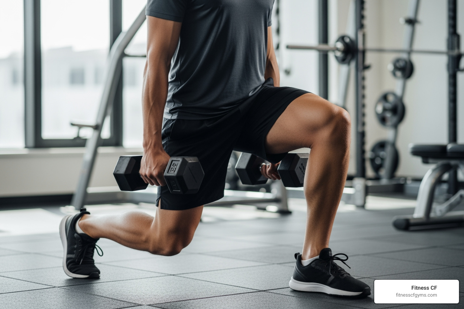 showing a person performing a Dumbbell Lunge - dumbell workouts