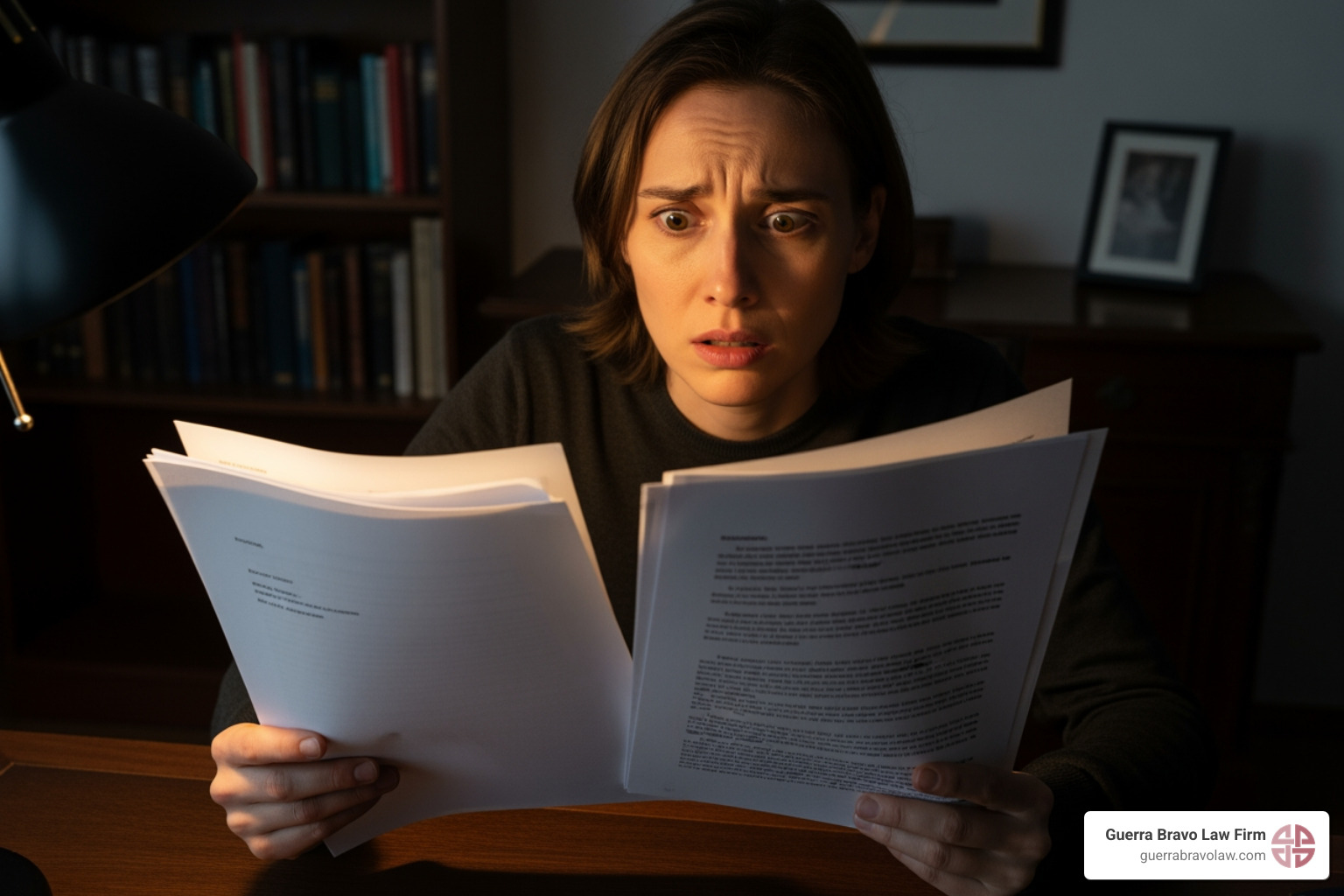 Person looking concerned at a legal document - Family based petition Person looking concerned at a legal document - Family based petition