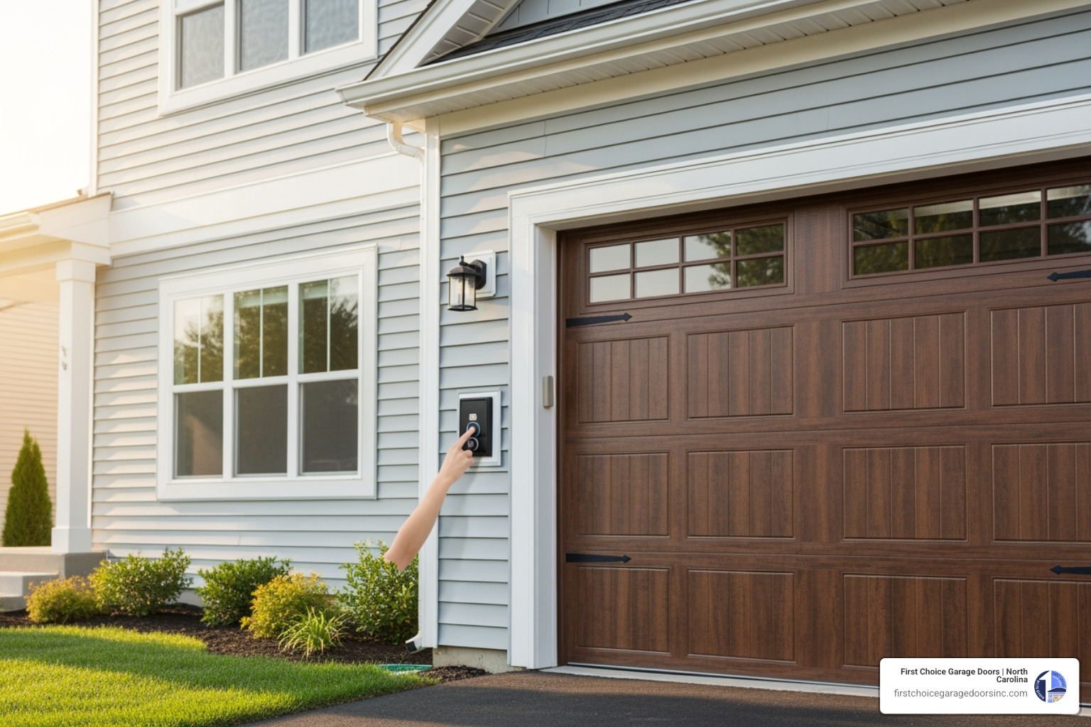 Infographic showing four key factors in choosing a garage door opener: Drive Type (chain vs belt for noise and durability), Horsepower (matching motor strength to door weight), Security Features (rolling code technology and safety sensors), and Smart Features (Wi-Fi connectivity and smartphone control) - affordable garage door openers in easton, md Infographic showing four key factors in choosing a garage door opener: Drive Type (chain vs belt for noise and durability), Horsepower (matching motor strength to door weight), Security Features (rolling code technology and safety sensors), and Smart Features (Wi-Fi connectivity and smartphone control) - affordable garage door openers in easton, md
