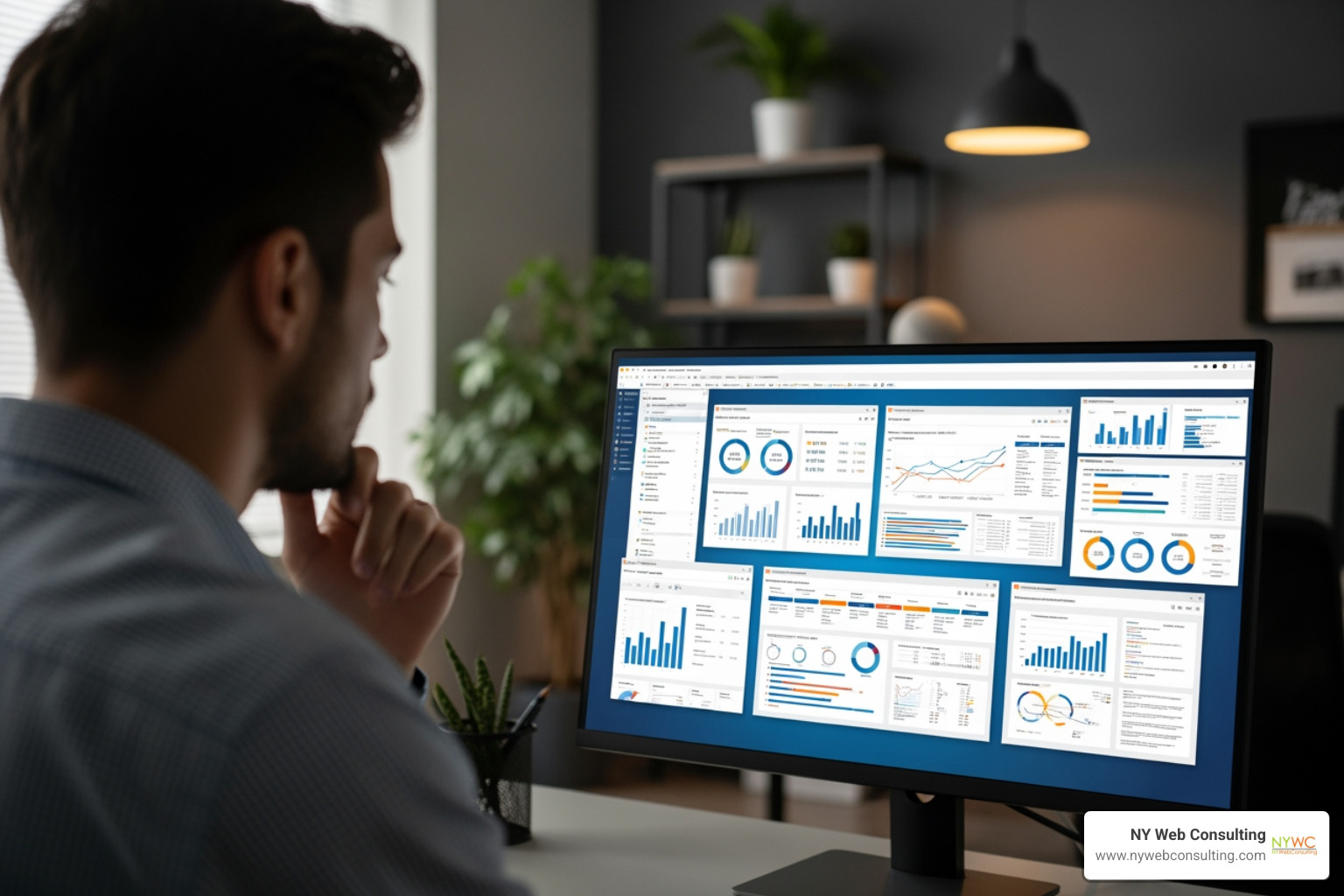 person evaluating different options on a screen - lead generation services