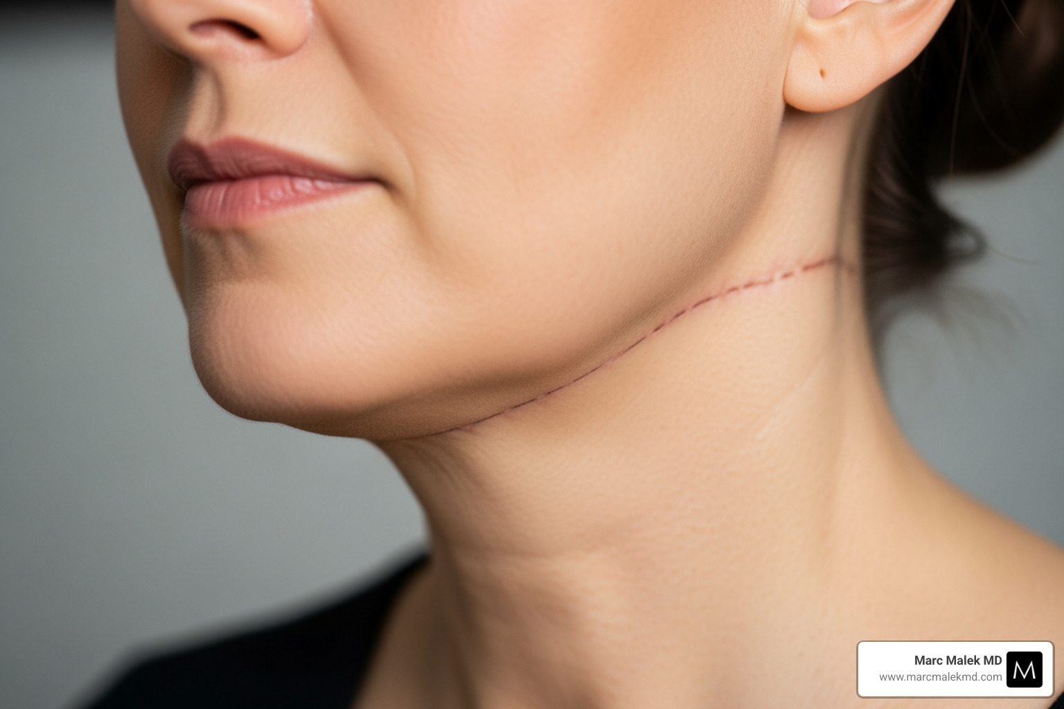Image illustrating discreet incision placements for a neck lift - Natural looking neck lift Image illustrating discreet incision placements for a neck lift - Natural looking neck lift