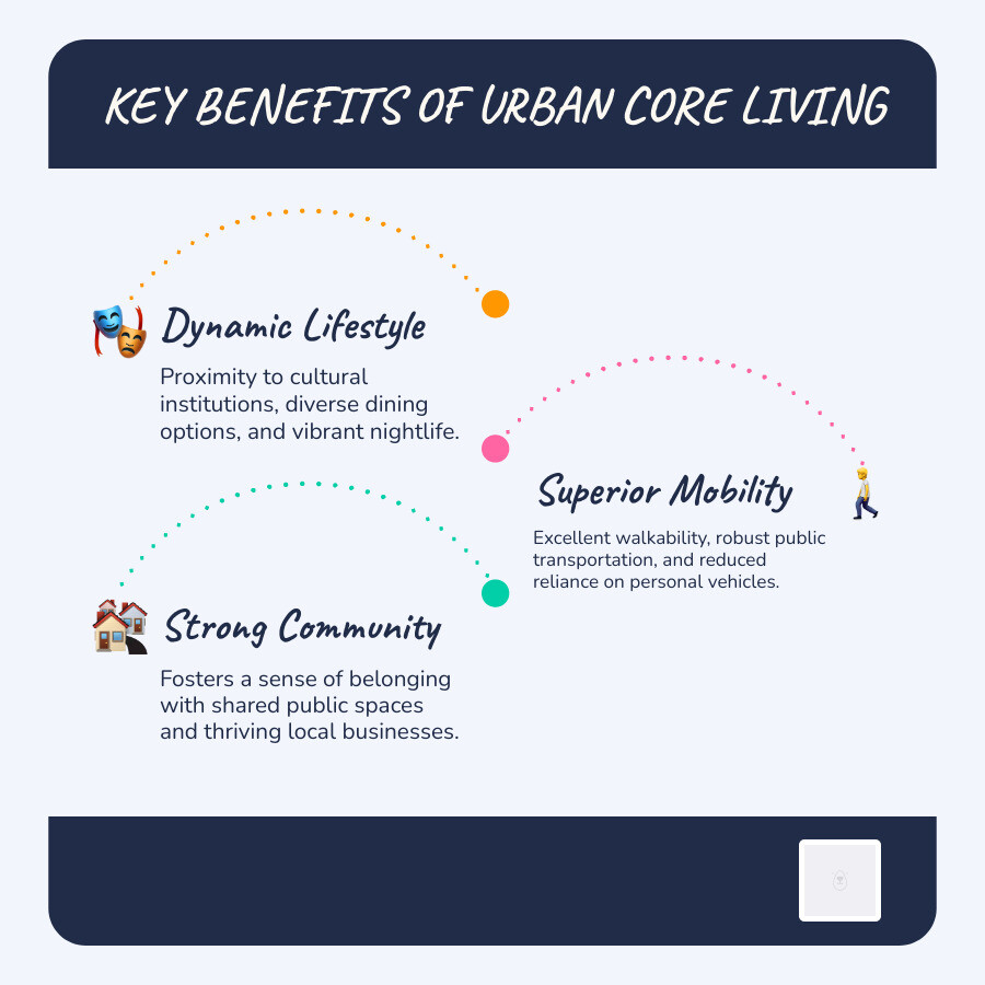 Infographic: Key Benefits of Urban Core Living - urban rentals infographic infographic-line-3-steps-blues-accent_colors