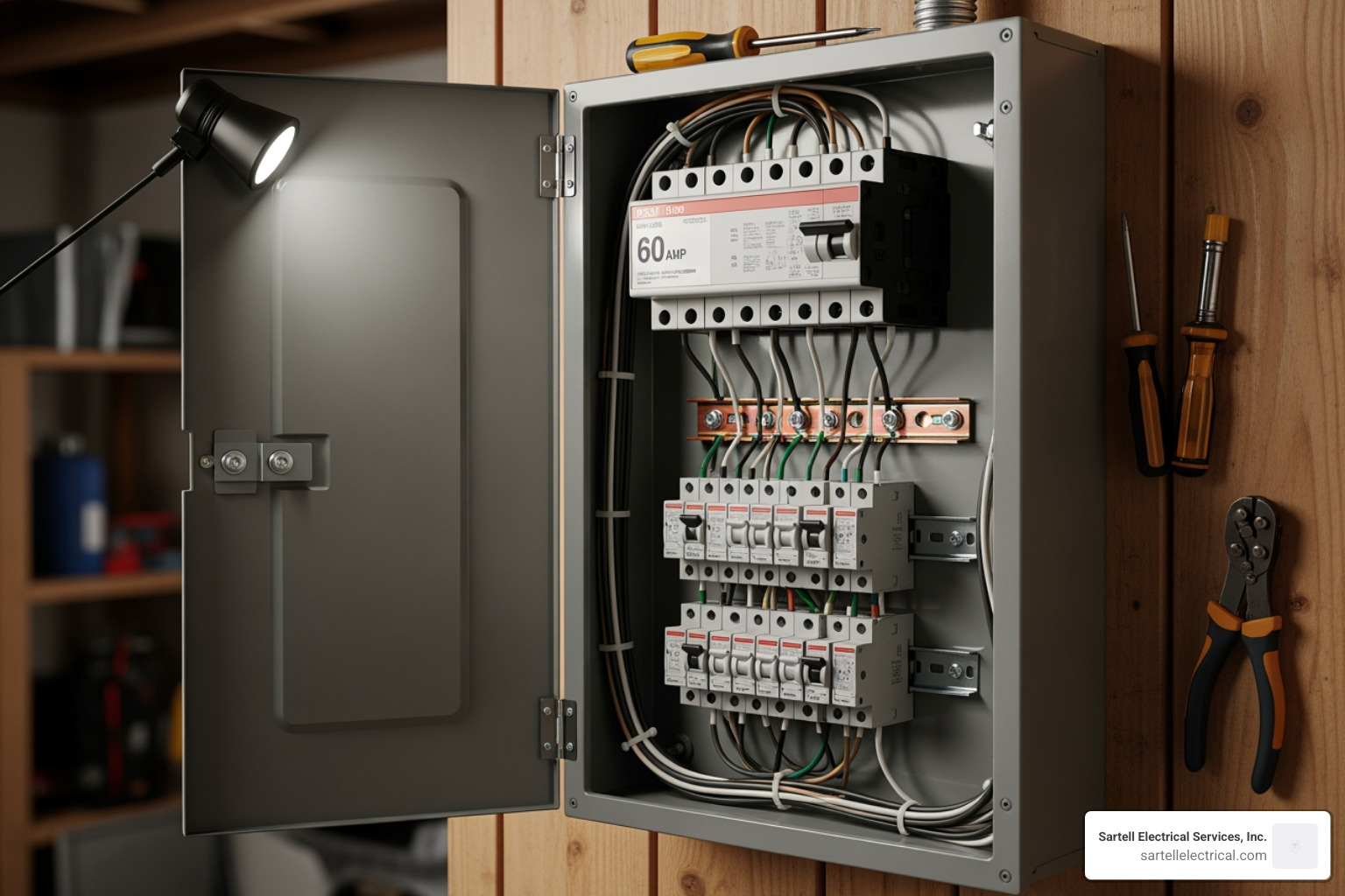 Person using a calculator and looking at appliance nameplates - 60 amp electrical sub panel Person using a calculator and looking at appliance nameplates - 60 amp electrical sub panel