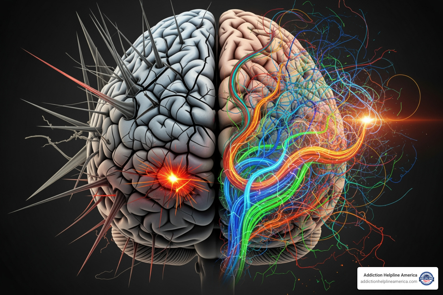 Image illustrating the brain's response to trauma and substance use - trauma informed detox Image illustrating the brain's response to trauma and substance use - trauma informed detox