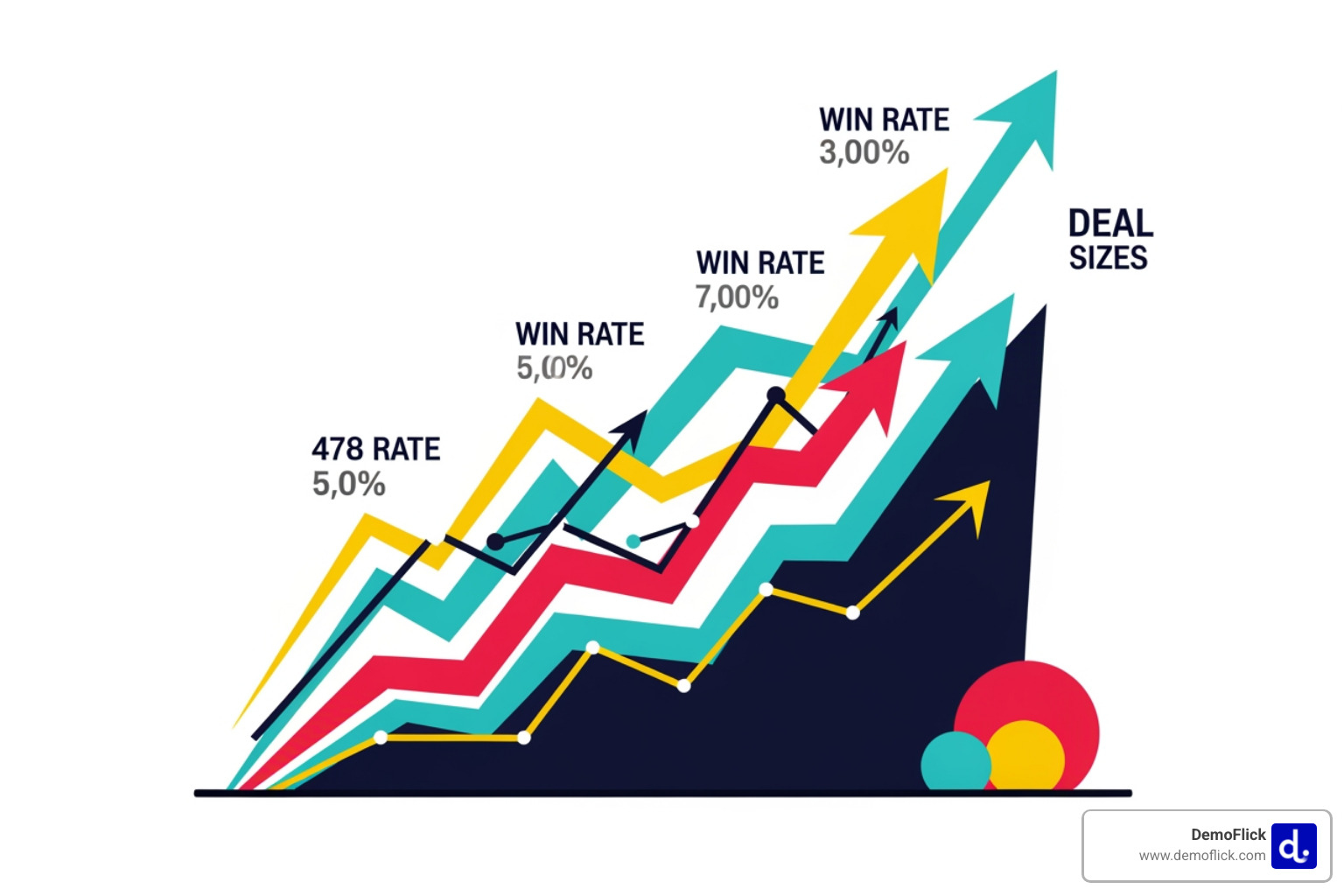 Image of a graph showing upward trends in win rate and deal size - what is sales enablement Image of a graph showing upward trends in win rate and deal size - what is sales enablement