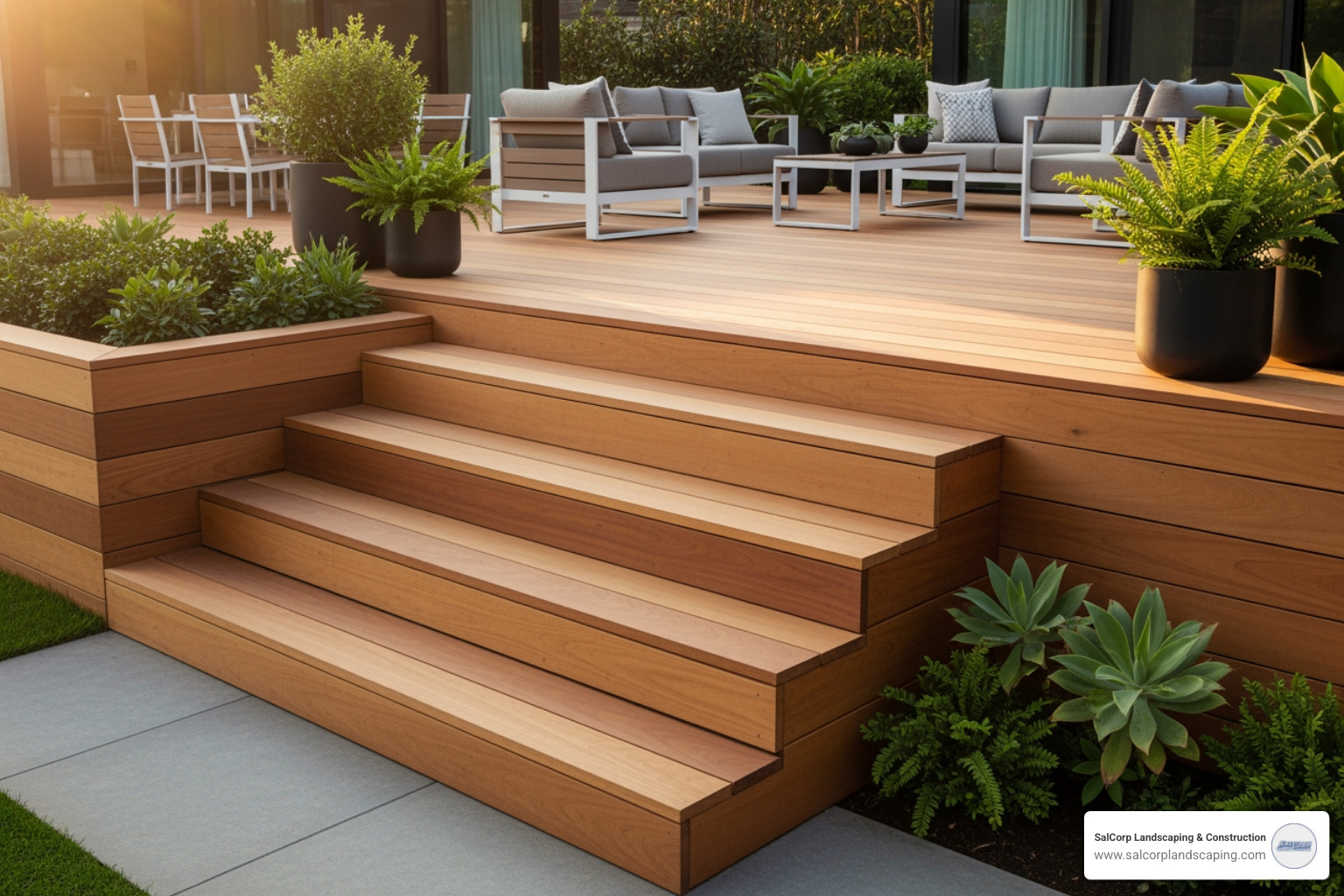 modern, clean-lined wooden steps leading to a deck - landscape steps ideas modern, clean-lined wooden steps leading to a deck - landscape steps ideas