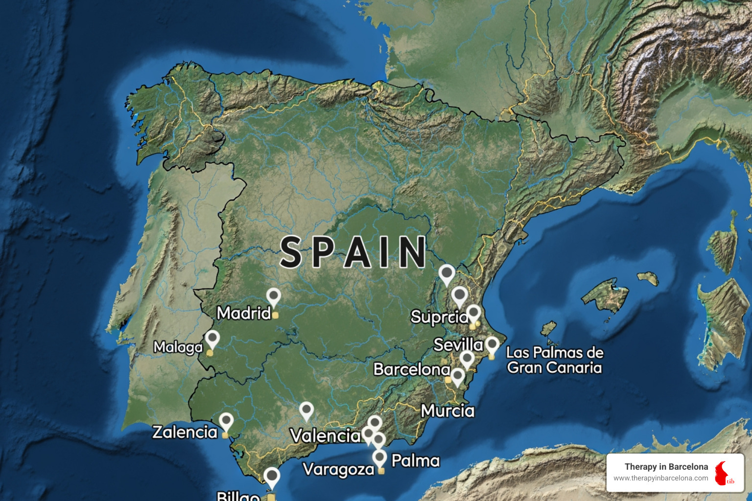 A family looking at a map of Spain, pointing to different cities, planning their move. - american family moving to spain