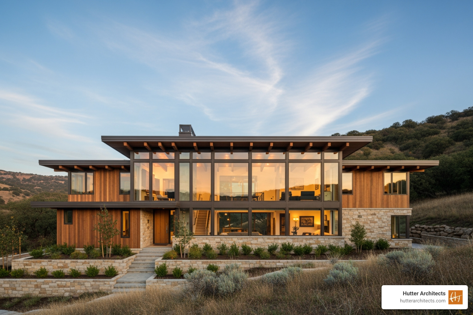passive solar design home with large windows - passive solar design examples