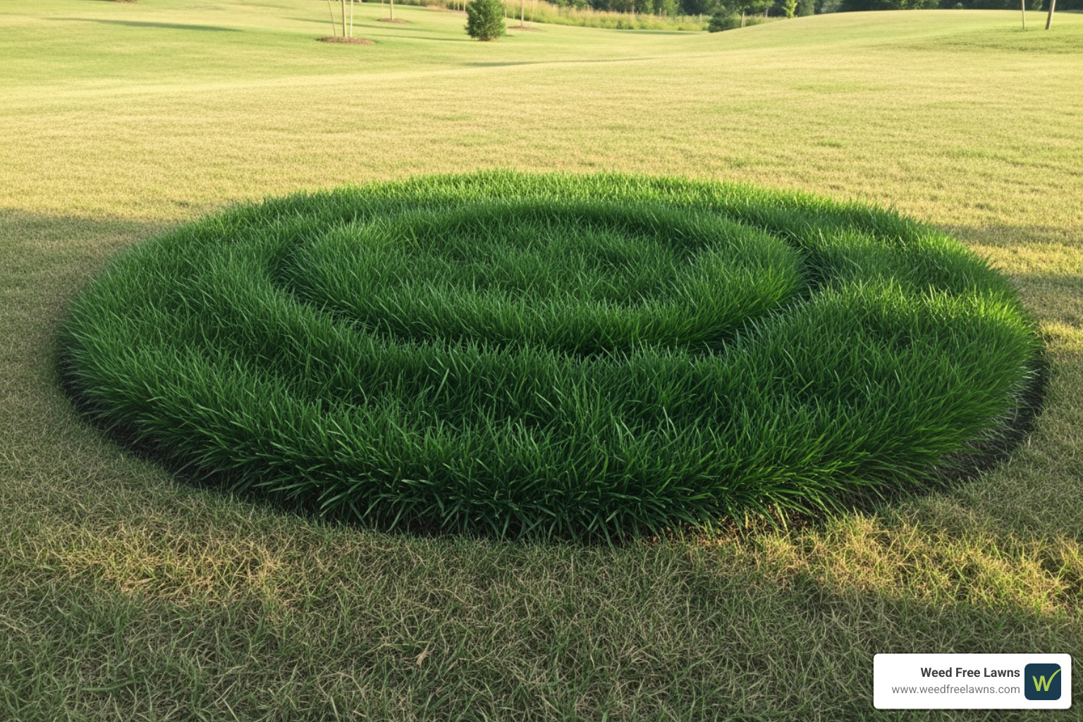 Type II fairy ring with dark green grass - fairy ring control in turfgrass Type II fairy ring with dark green grass - fairy ring control in turfgrass