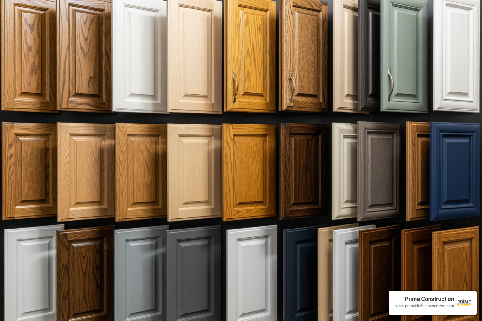 Image of various cabinet door styles and material samples - free kitchen cabinet estimate