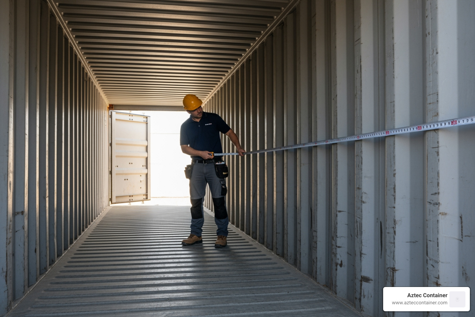 person using tape measure - square footage of a storage container