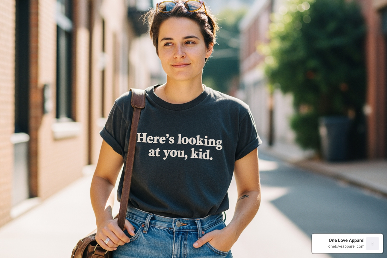 person wearing a vintage-style movie quote t-shirt - 2000s graphic tees