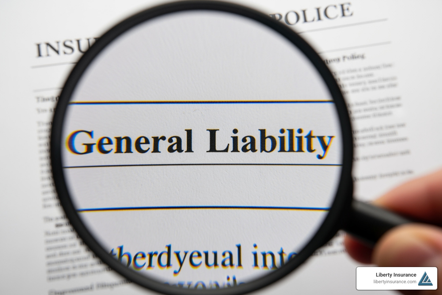 magnifying glass over an insurance policy document highlighting the words "General Liability" - Insurance for events magnifying glass over an insurance policy document highlighting the words "General Liability" - Insurance for events