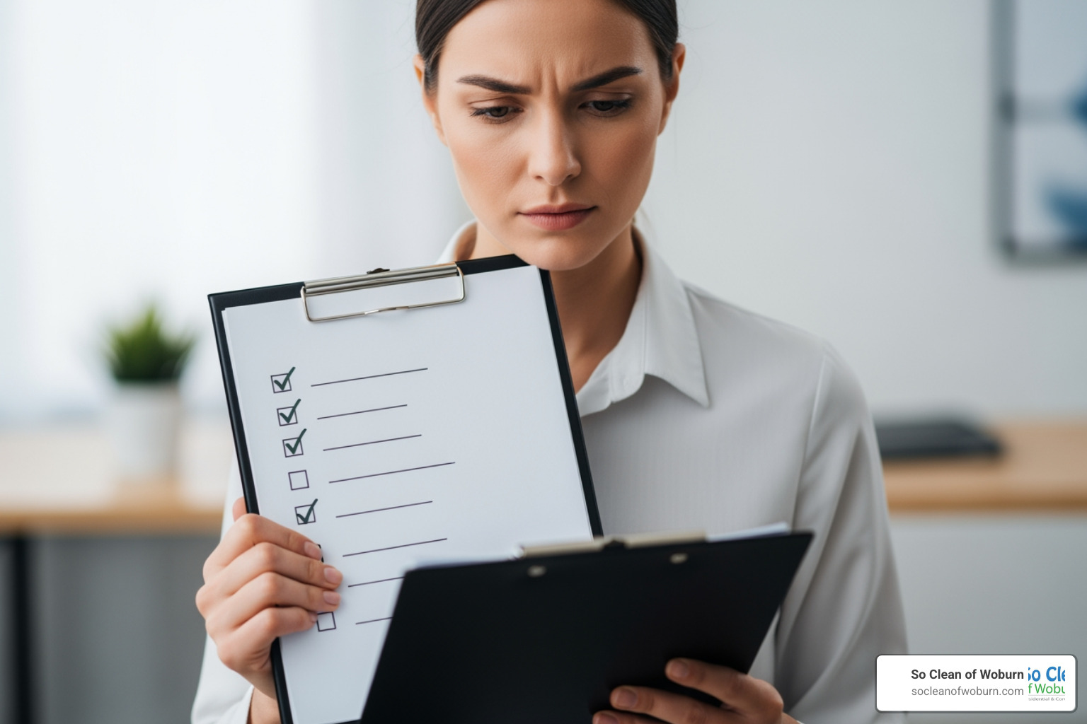 person looking at checklist on clipboard - maids clean