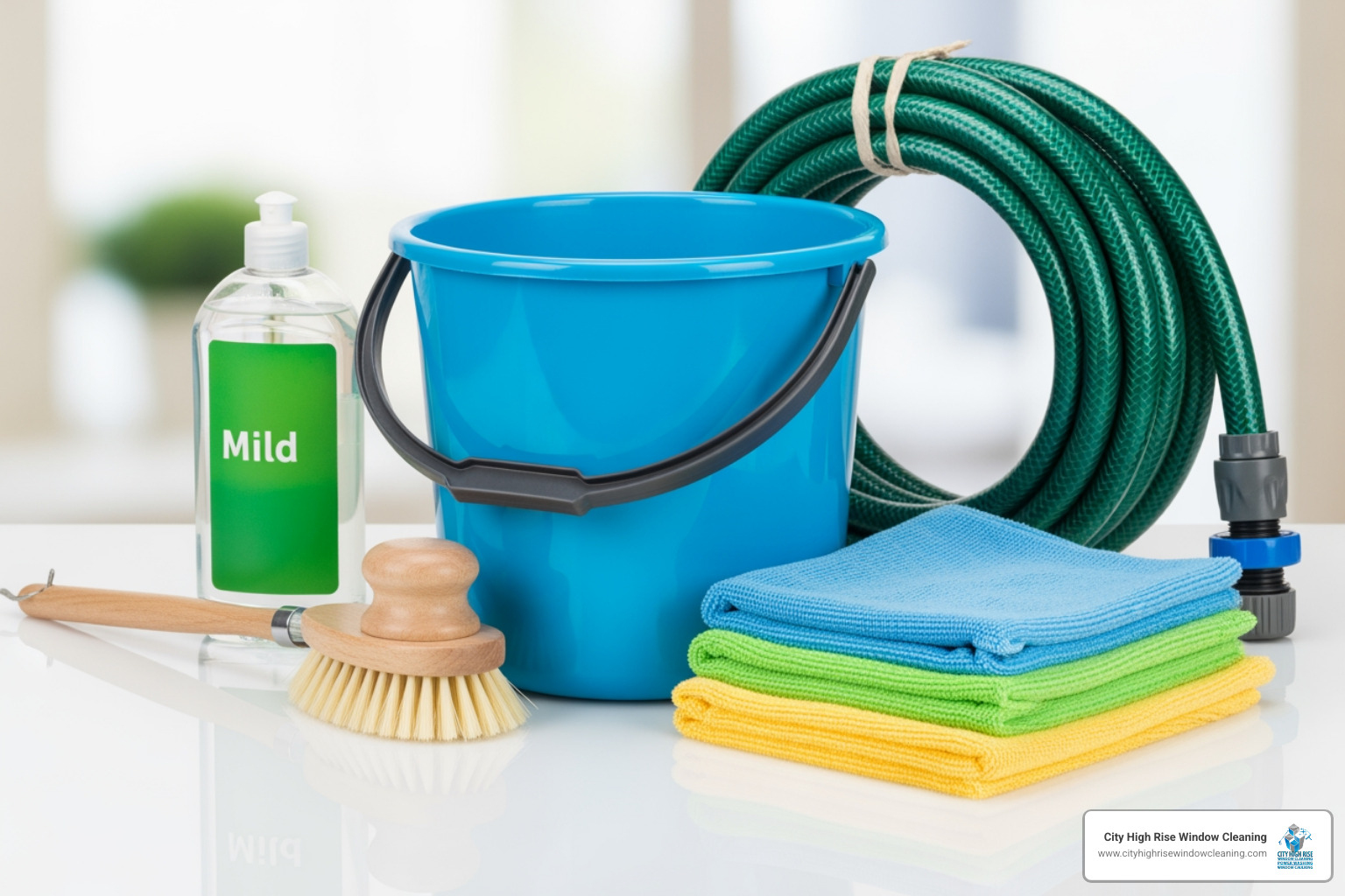 Cleaning supplies neatly arranged: soft-bristle brush, bucket, mild soap, hose, and microfiber cloths - outdoor canopy cleaning Cleaning supplies neatly arranged: soft-bristle brush, bucket, mild soap, hose, and microfiber cloths - outdoor canopy cleaning