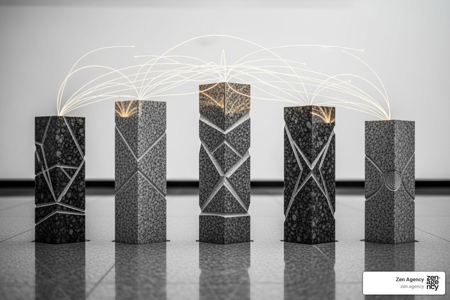 five interconnected pillars labeled SEO, CRO, AEO, GEO, and AIO - Digital visibility solutions five interconnected pillars labeled SEO, CRO, AEO, GEO, and AIO - Digital visibility solutions