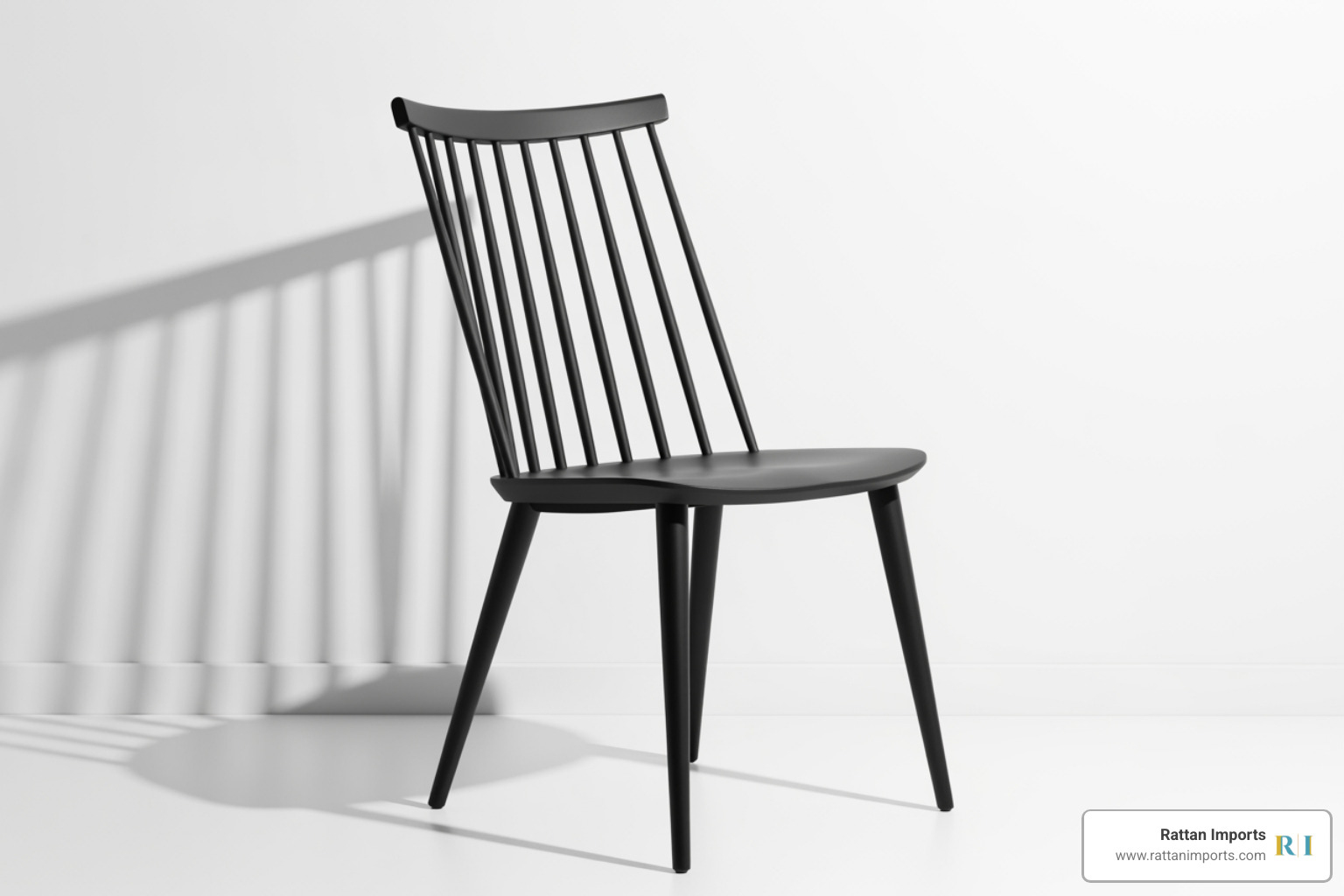 matte black modern Windsor chair against a simple white wall. - modern windsor chair with arms matte black modern Windsor chair against a simple white wall. - modern windsor chair with arms