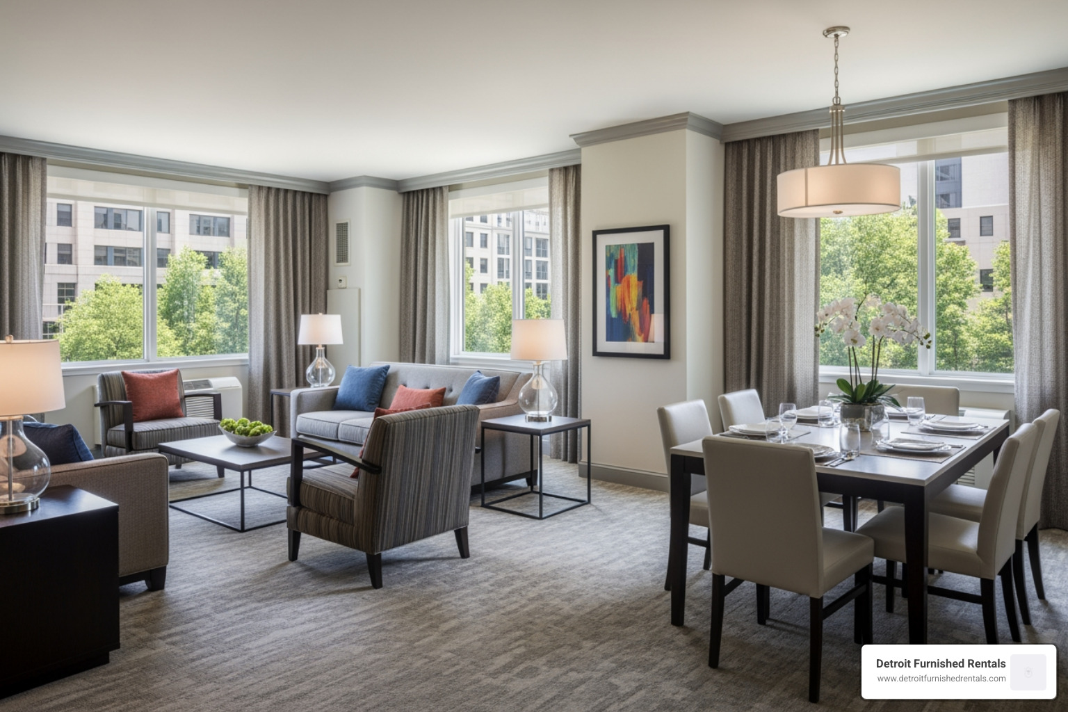 spacious, well-lit apartment with a separate dining area and living room - corporate serviced apartments