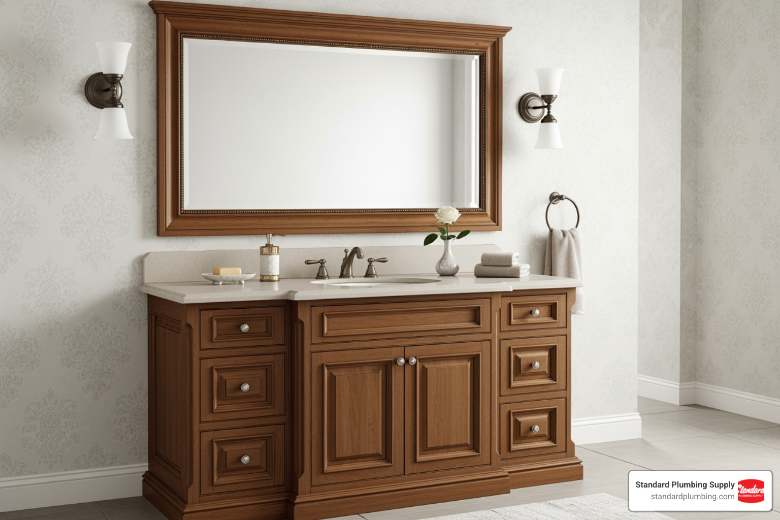 freestanding vanity in a traditional bathroom - Bathroom vanity supply
