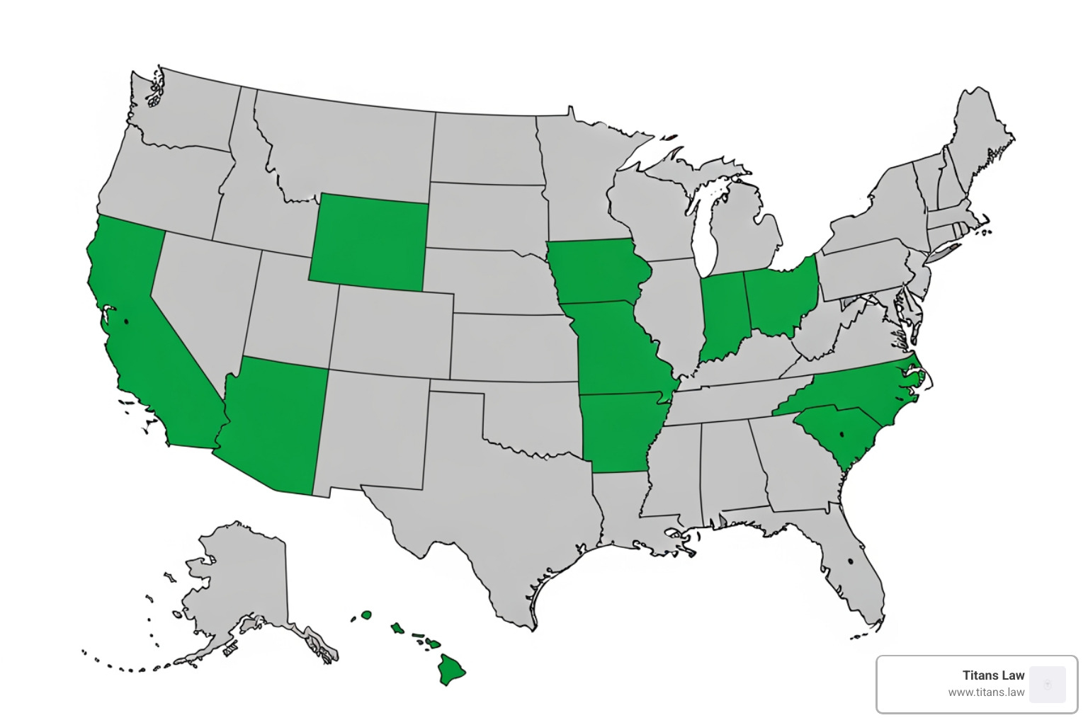 Map of the U.S. highlighting community property states - Division of assets divorce