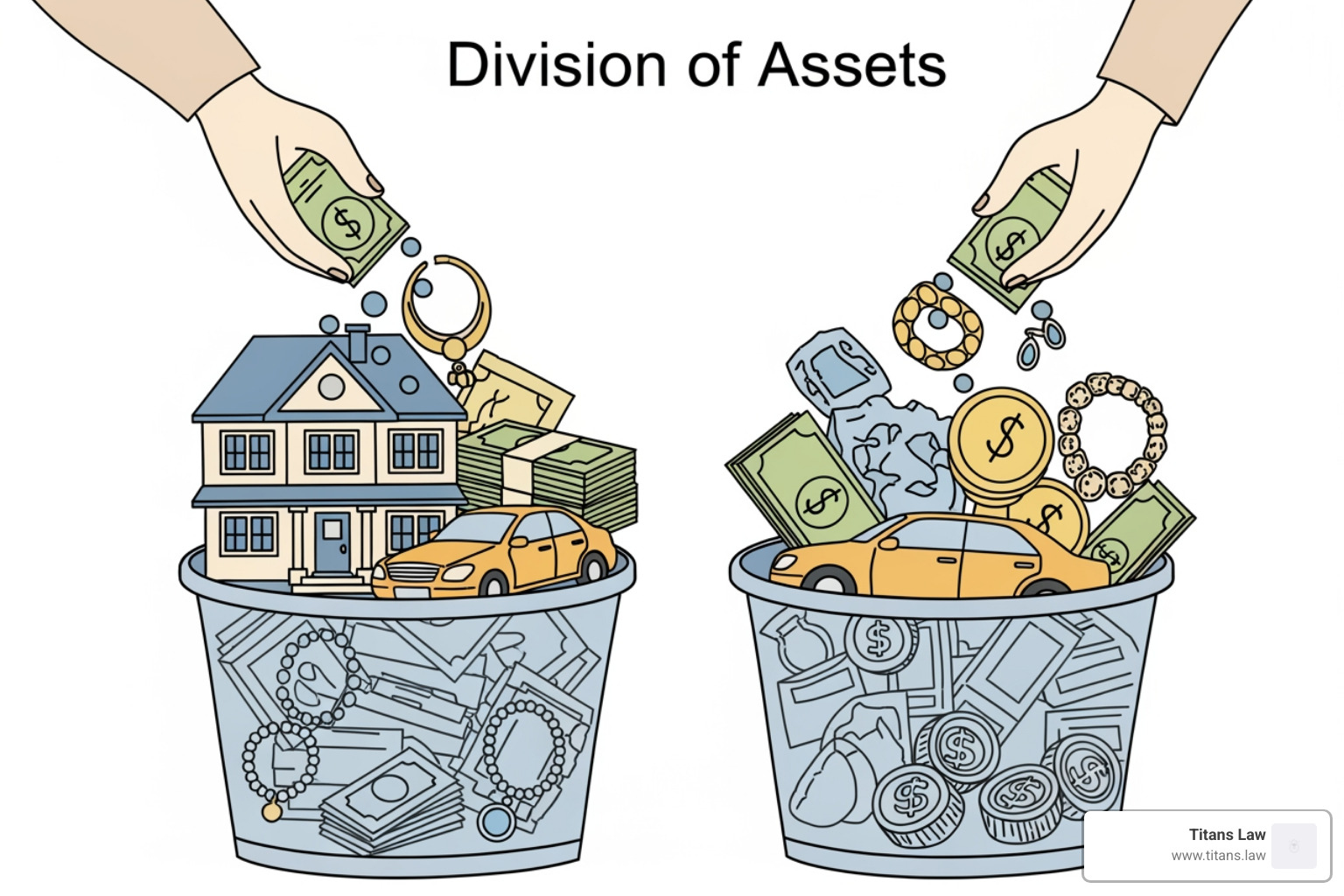 Flowchart distinguishing marital from separate property - Division of assets divorce