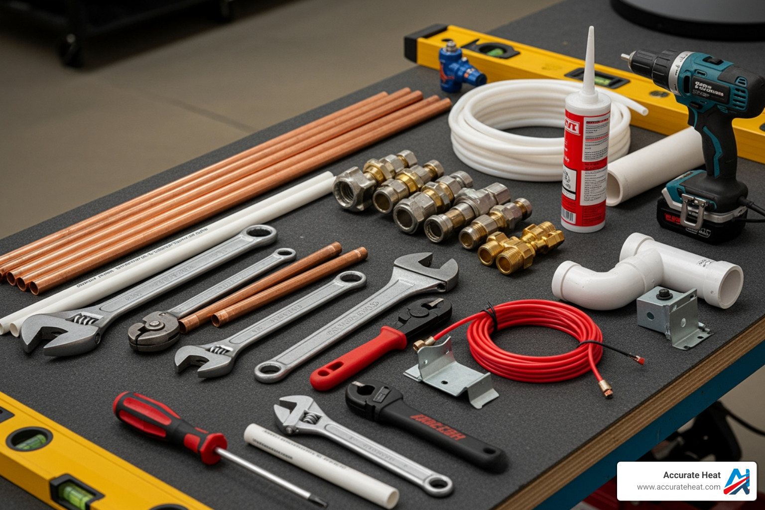 tools and materials for installation - tankless water heater installation