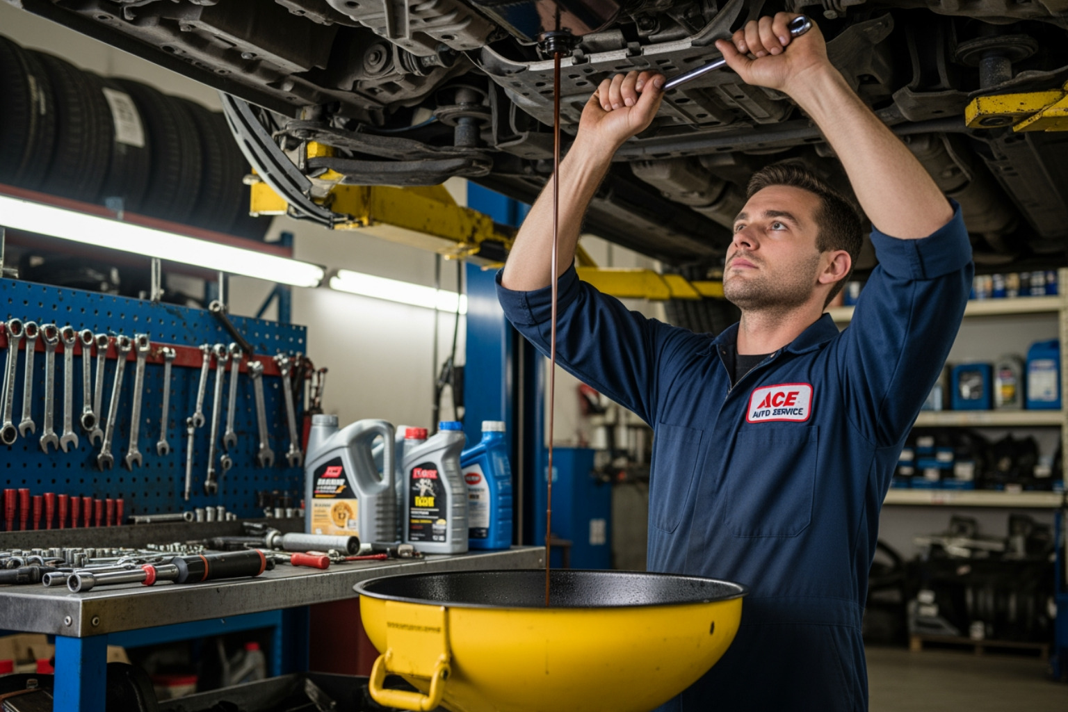 technician performing an oil change - auto repair longview wa