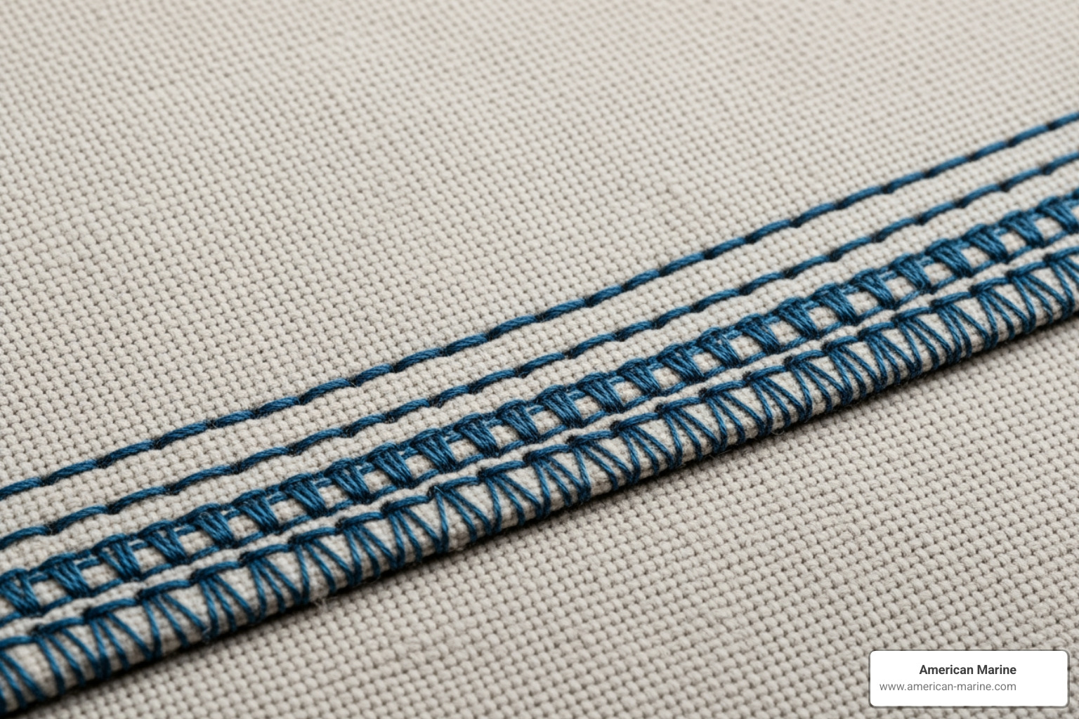 close-up shot showing reinforced, double-stitched seams on a heavy-duty marine canvas - Durable boat covers