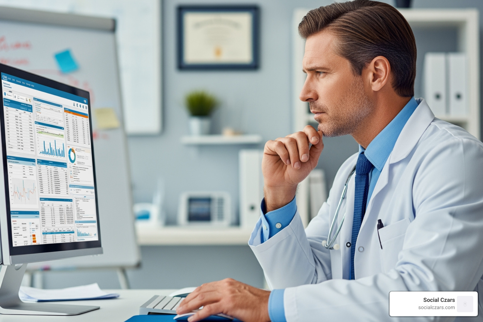doctor double-checking information on computer - ChatGPT for Doctors