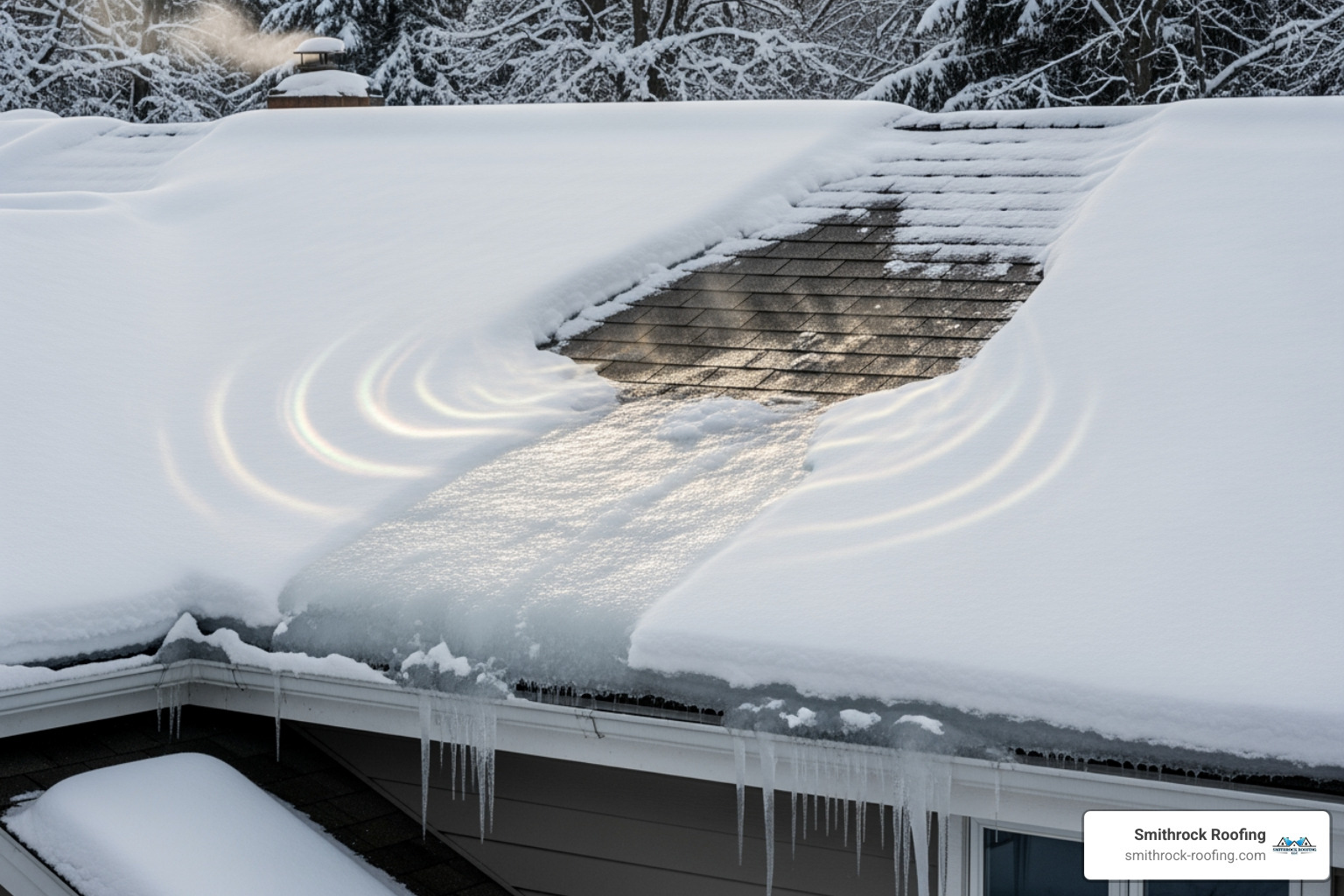 heat escaping through an attic and melting snow on the roof - ice dams