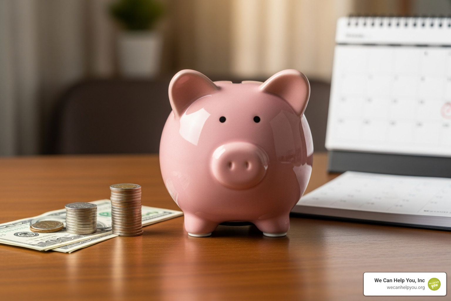 Calendar and piggy bank illustrating savings over time - medicare part b premium giveback