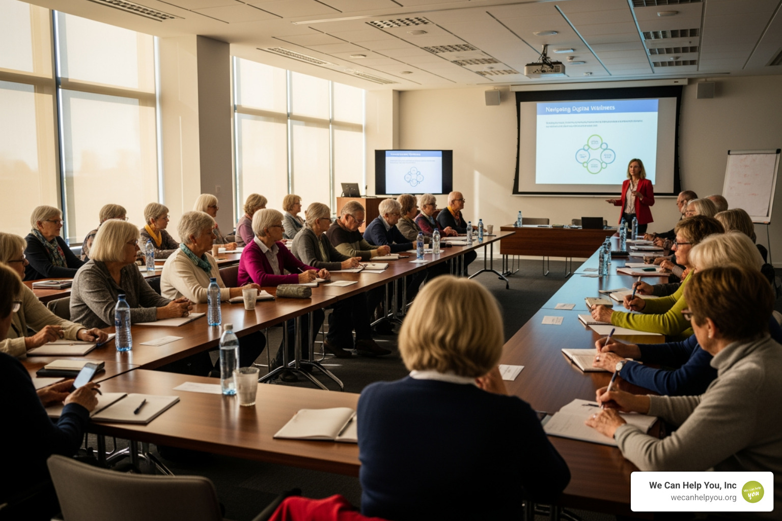 seniors attending an educational seminar - Medicare planning assistance