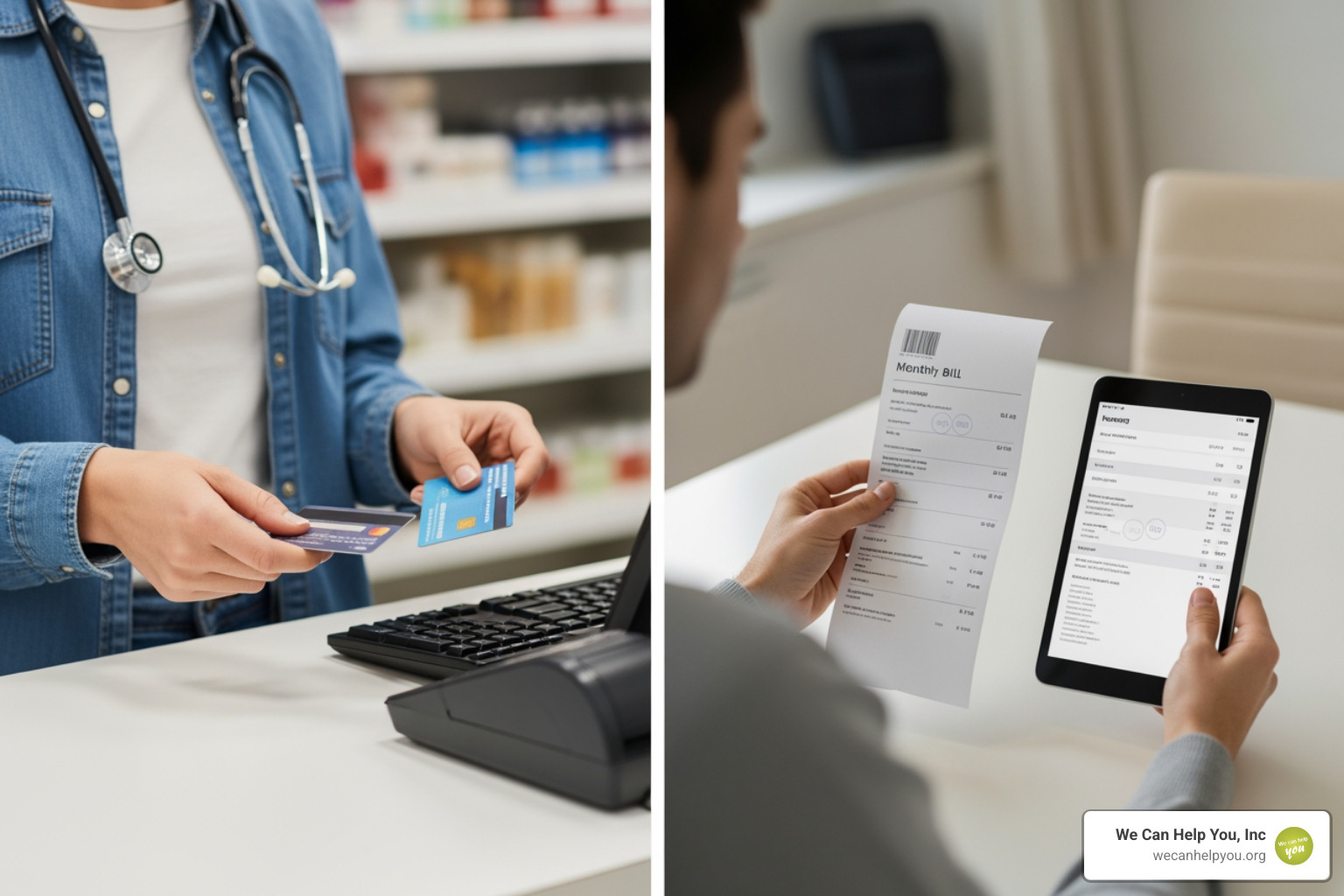 illustrating the difference between paying at the pharmacy vs. receiving a monthly bill - medicare prescription payment plan