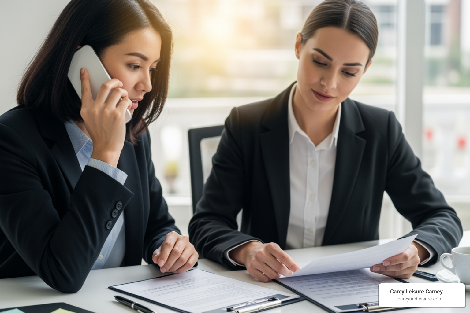 person on phone with insurance agent looking at paperwork - What to do after accident person on phone with insurance agent looking at paperwork - What to do after accident