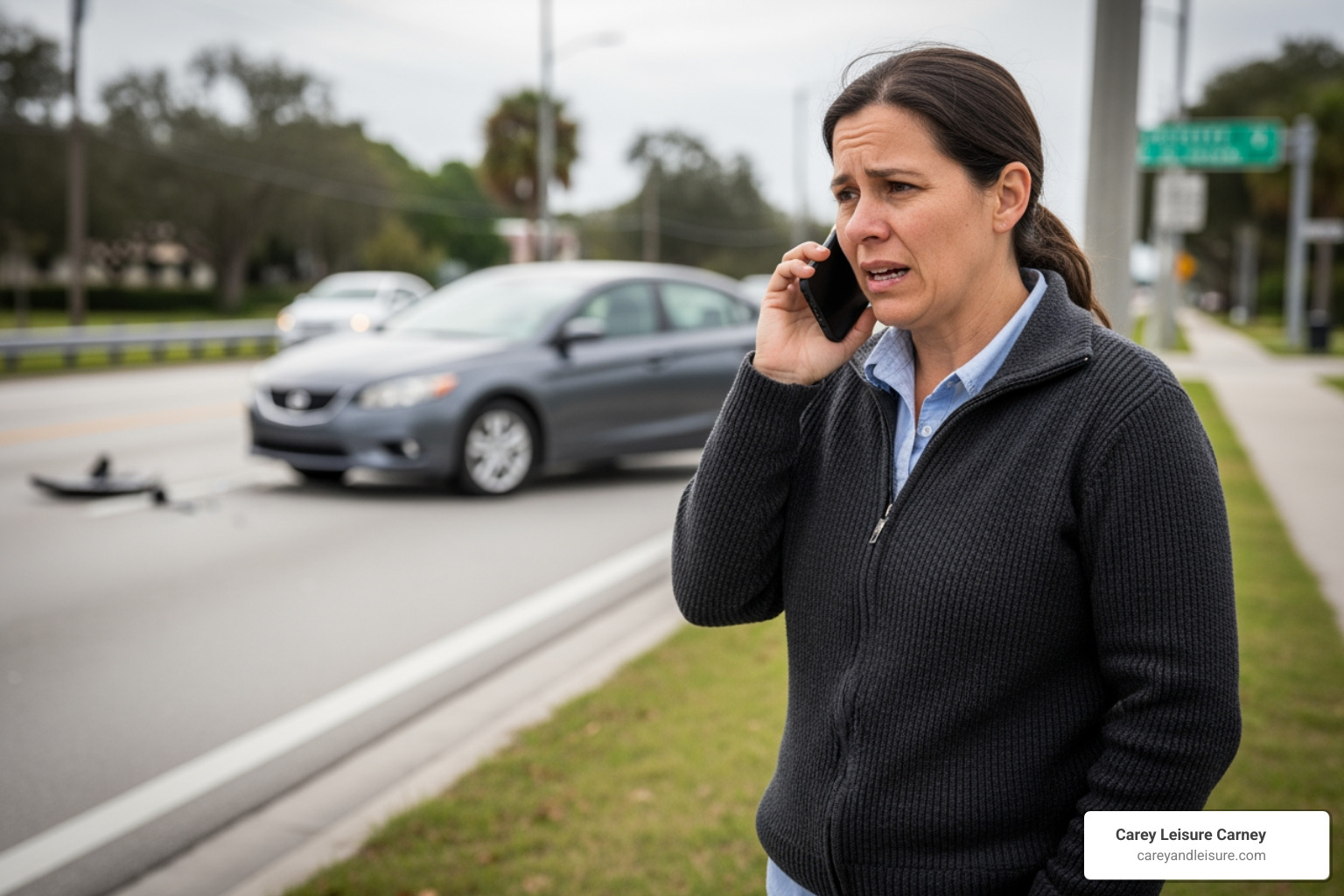person on the phone by the side of the road after a car accident - st petersburg auto accident attorney person on the phone by the side of the road after a car accident - st petersburg auto accident attorney