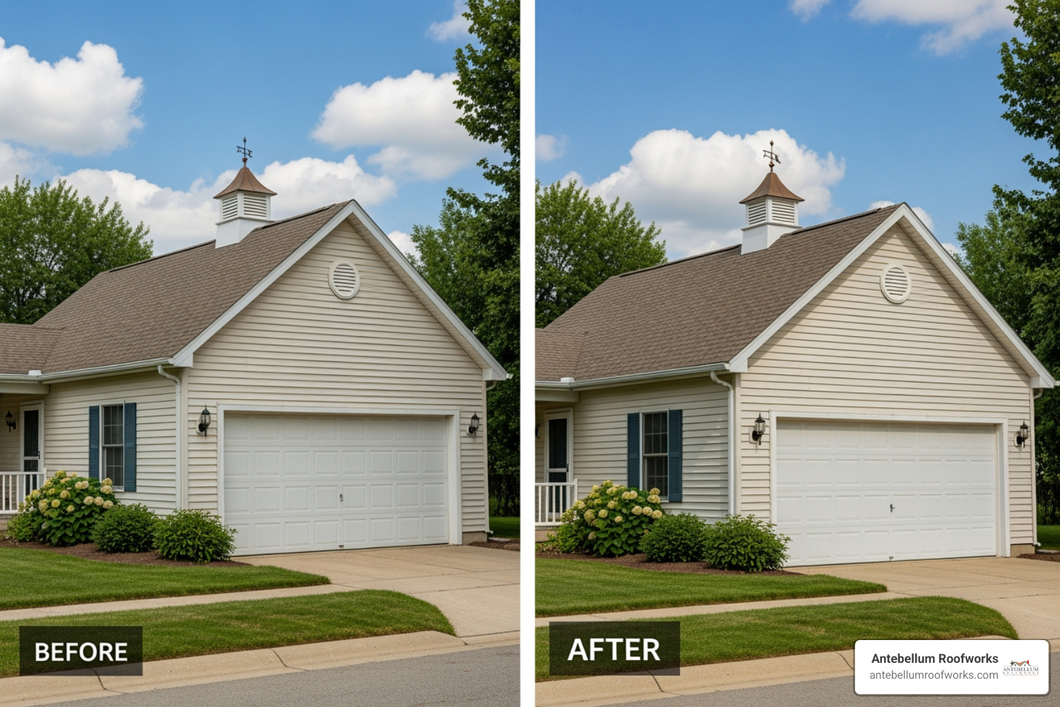 before and after garage with cupola - cupola kits for sale