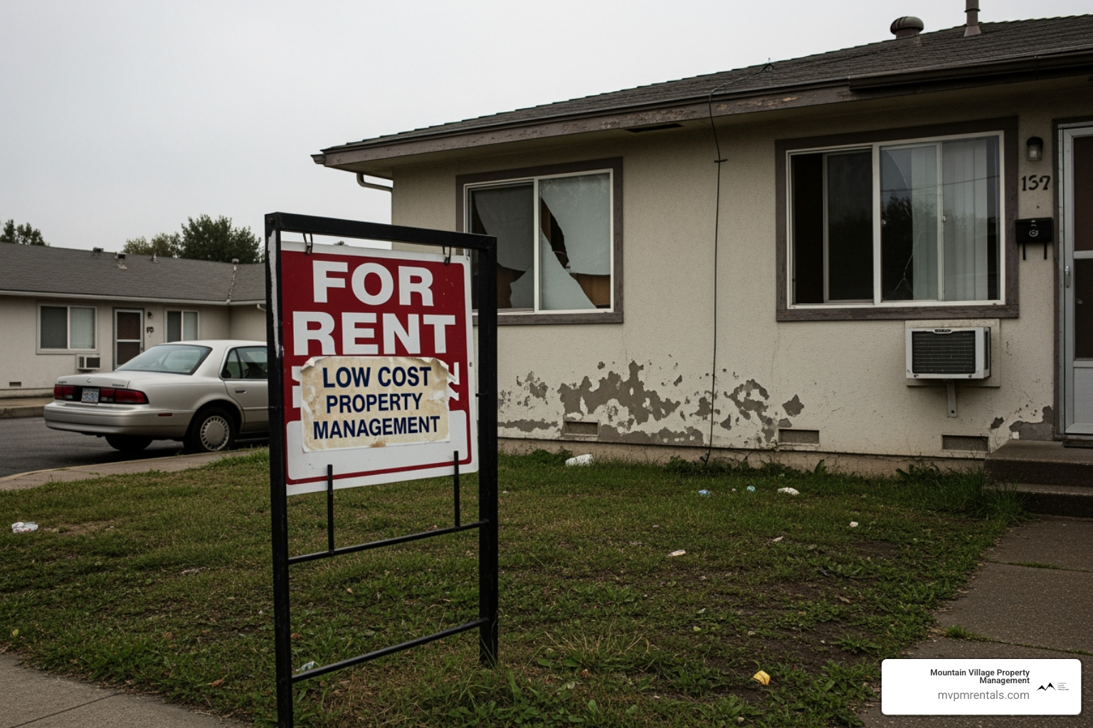 of a calculator and an invoice breaking down property management fees. - low cost property management