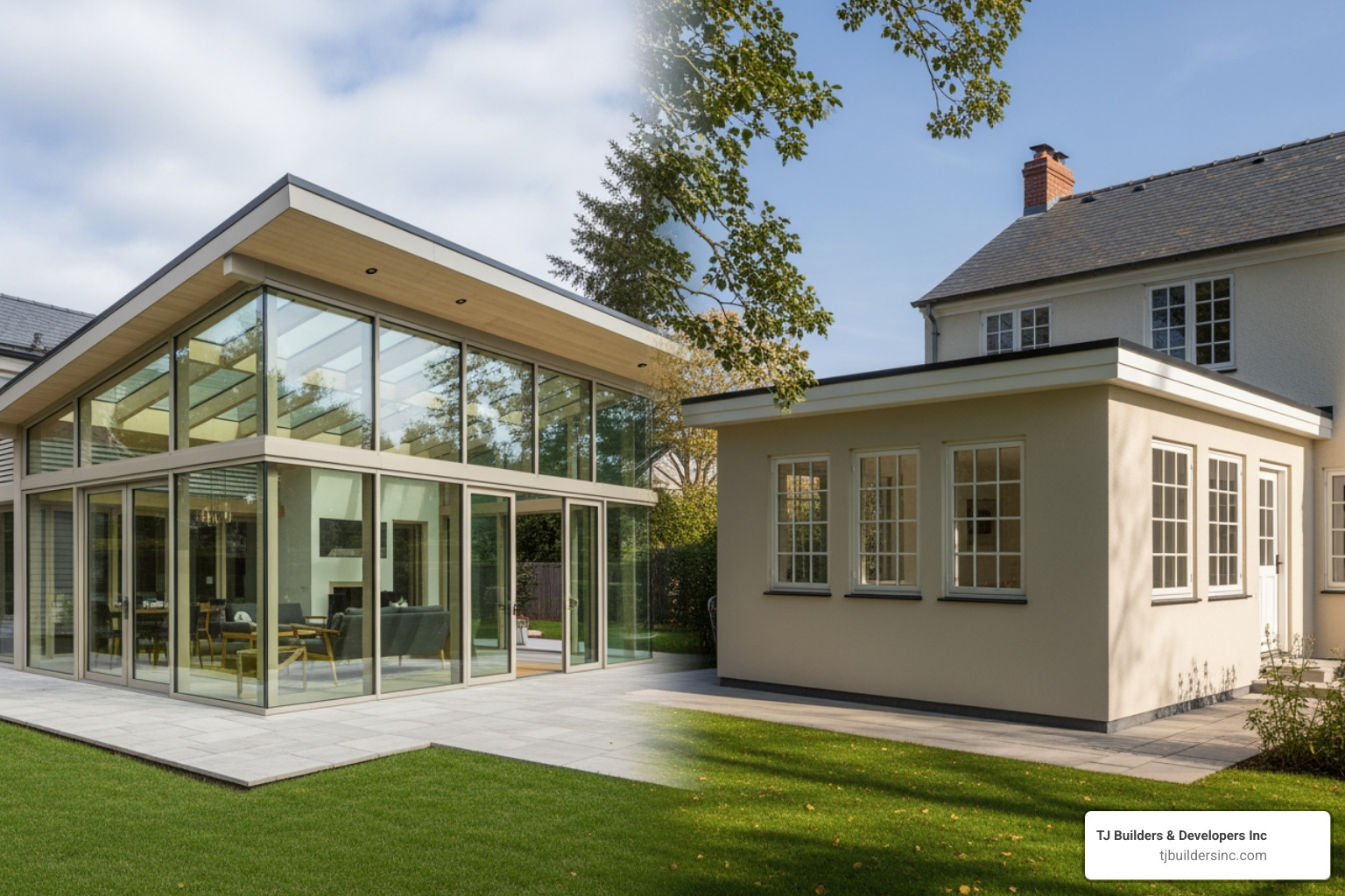 exterior connection point of a sunroom versus a traditional home addition - adding a sunroom to house