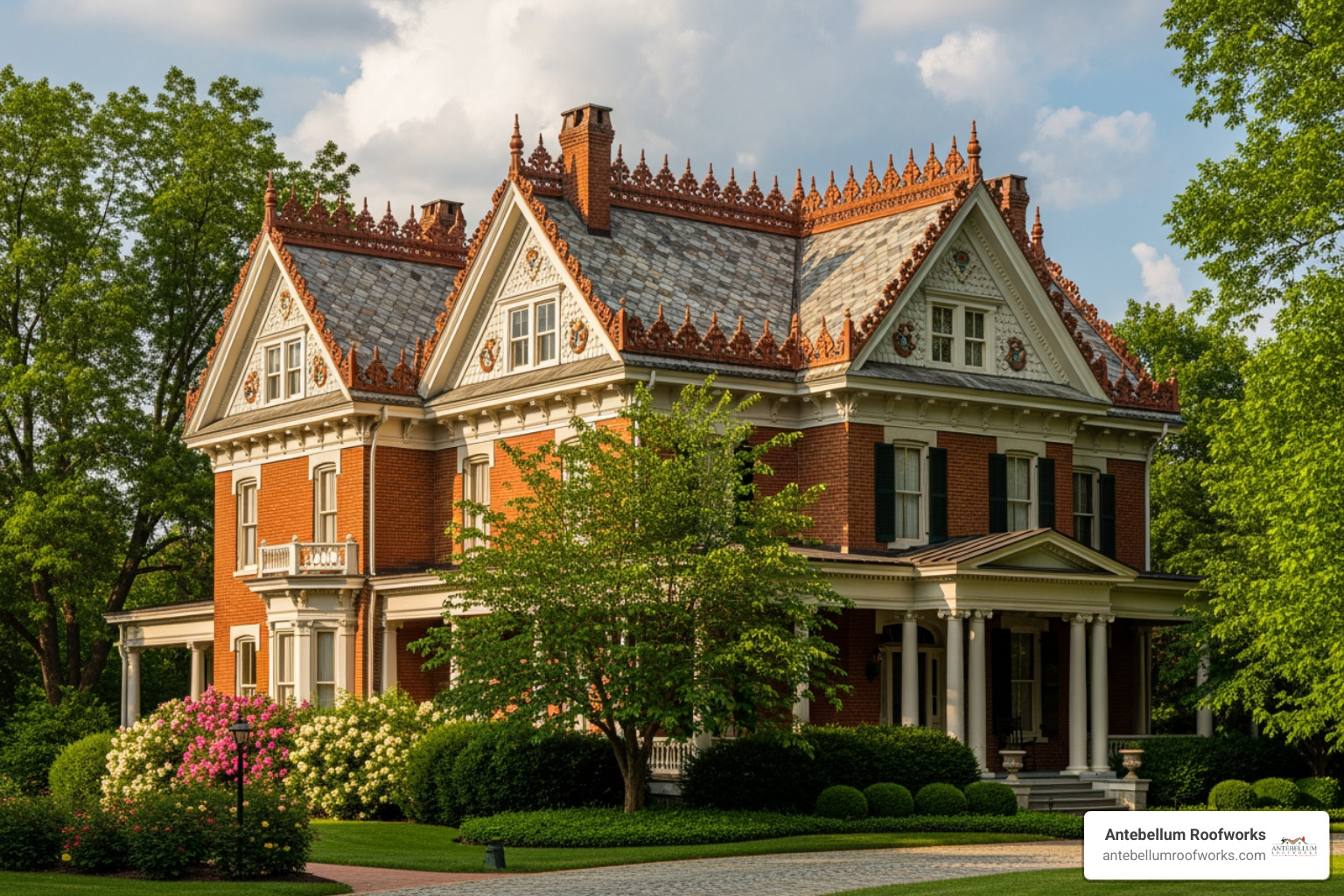 Historic home in Franklin, TN, featuring a roof with decorative ridge tiles - decorative ridge tile